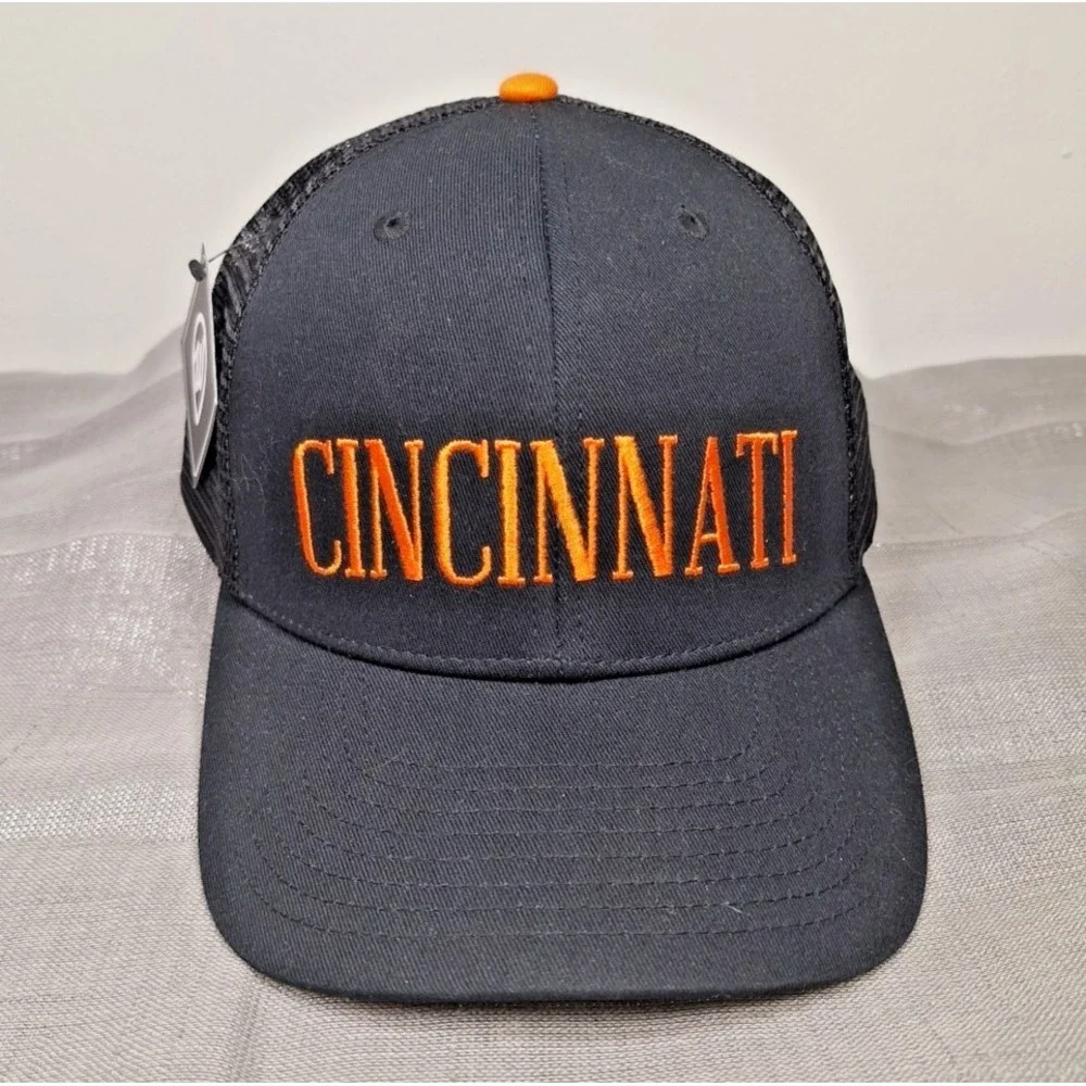 NEW Retro Cincinnati Trucker Hat Black Mesh Orange City Name Cap Where I'm From